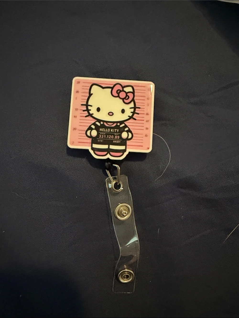 Hello Kitty Pink and Black Retractable Badge Reel Card Holder